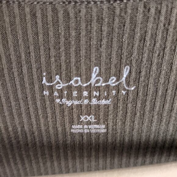 Isabel Maternity Olive Green Rib Knit Elbow Sleeve V-Neck Henley Top Women's XXL - Picture 3 of 4